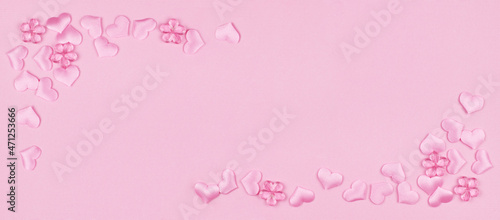 Pink satin hearts in a corn...