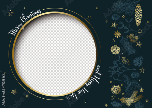 Christmas family photo card layout template