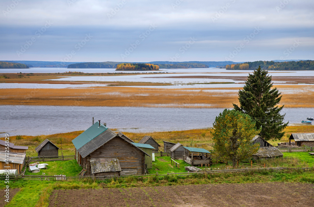 View of Kenozero lake in Vershinino village. Kenozersky National Park. Plesetsky district. Arkhangelsk oblast. Russia View of Kenozero lake in Vershinino village. Kenozersky National Park. Plesetsky district. Arkhangelsk oblast. Russia