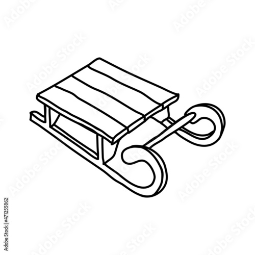 Vector illustration of a sled isolated on white background.