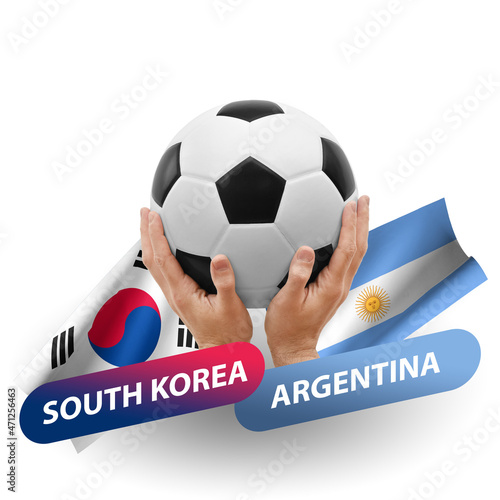 Soccer football competition match, national teams south korea vs argentina