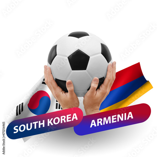 Soccer football competition match, national teams south korea vs armenia