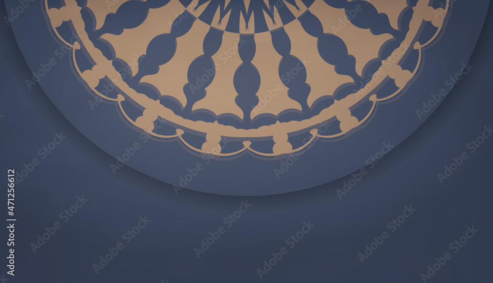 Blue banner with vintage brown pattern and place under your text