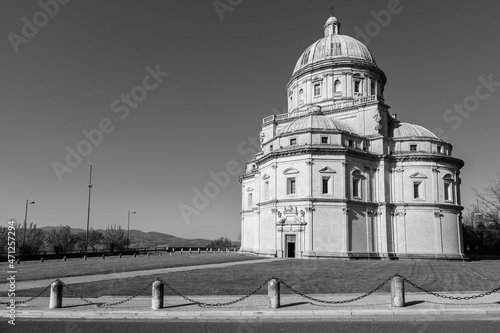 black and white church in the town of todi