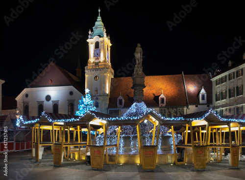 Photography Holiday decorations of Main square (Hlavne namestie) in Bratislava