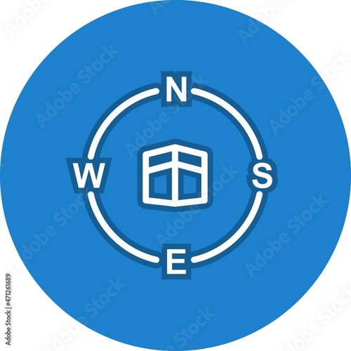 Qibla Direction Line Circle Vector Icon Design