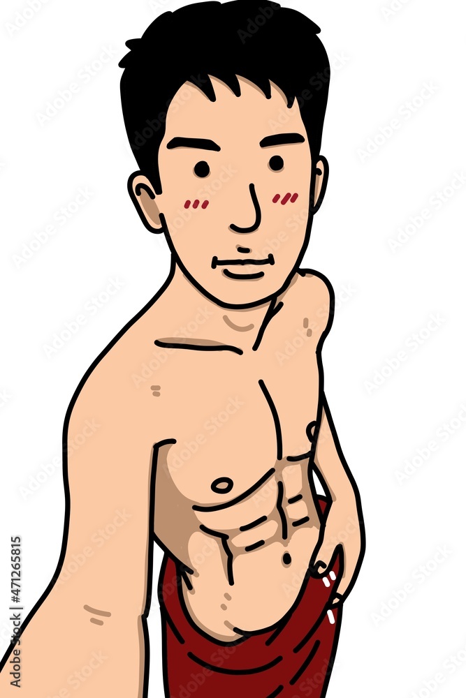 Fototapeta premium cute man cartoon on white background