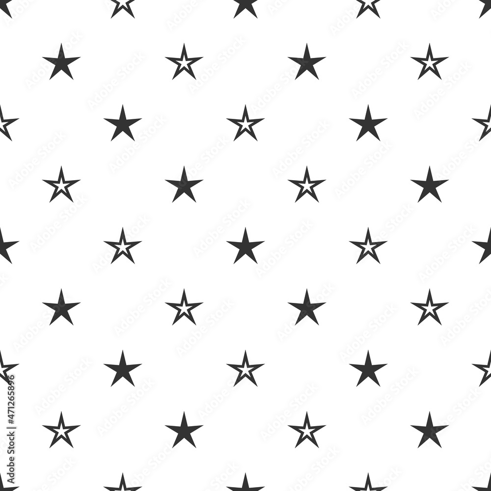 Seamless symmetric pattern with sharp black stars on white background. Seamless symmetric pattern with sharp black stars on white background.