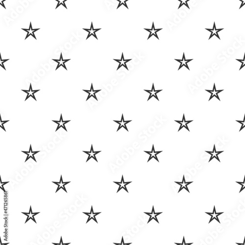 Seamless symmetric pattern with sharp black stars on white background. © Ne Mariya