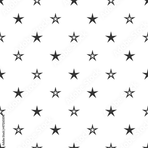 Seamless symmetric pattern with sharp black stars on white background.
