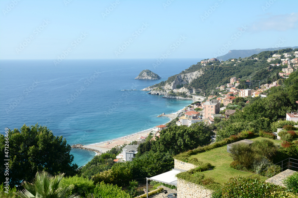 Panorama of Bergeggi and its gulf in the heart of Liguria.