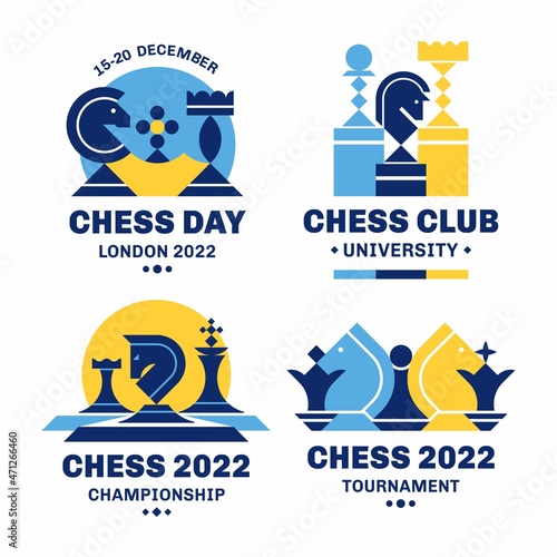 Chess logo set geometric style - vector illustration, emblem design on a white background