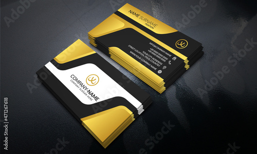 Black and Golden color Creative Modern Business Card