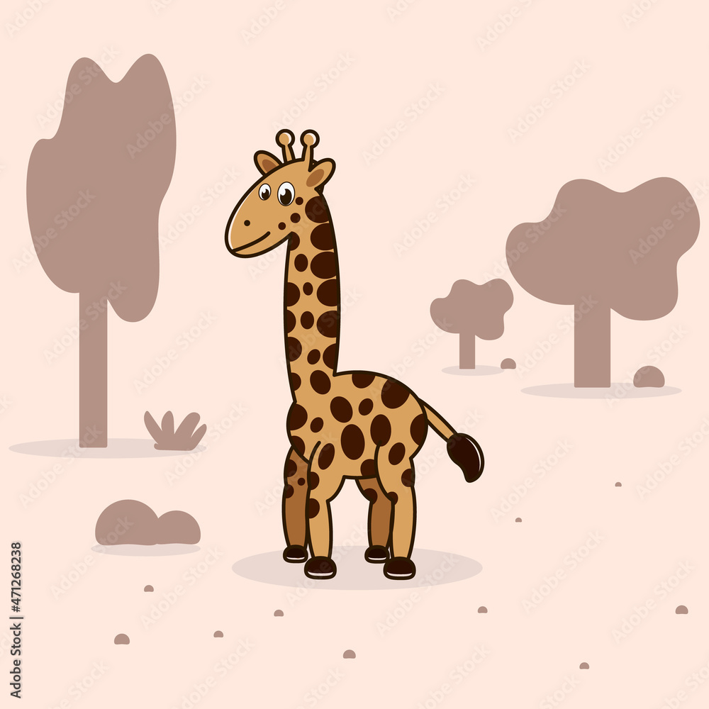 Obraz premium Cute Cartoon Trendy Design Giraffe