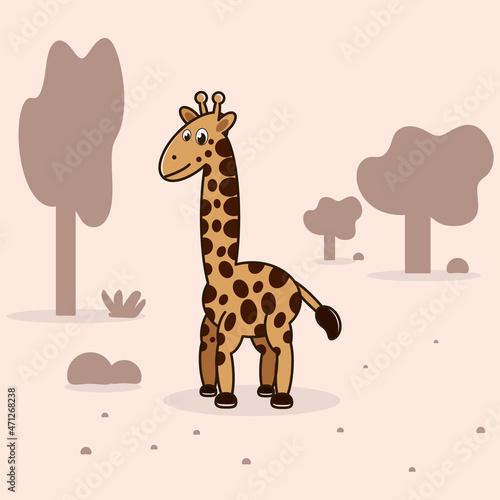 Fototapeta Naklejka Na Ścianę i Meble -  Cute Cartoon Trendy Design Giraffe