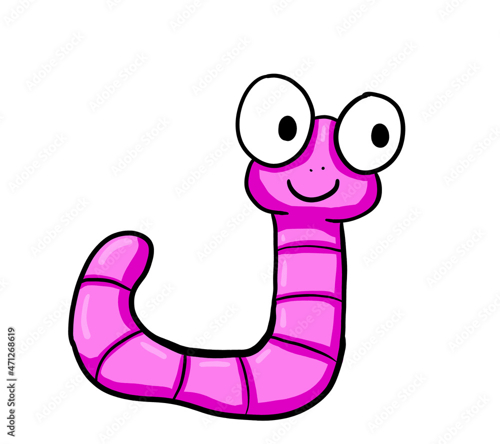 Fototapeta premium Stylized Happy Pink Worm
