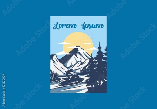 Snow jet ski illustration graphic