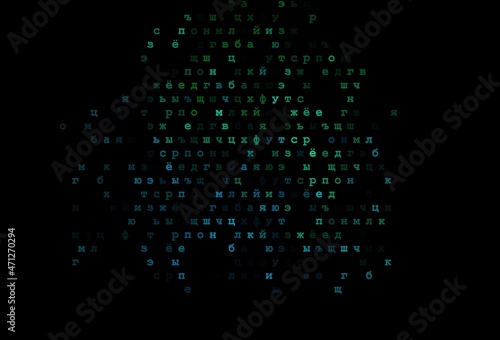Dark blue, green vector layout with latin alphabet.