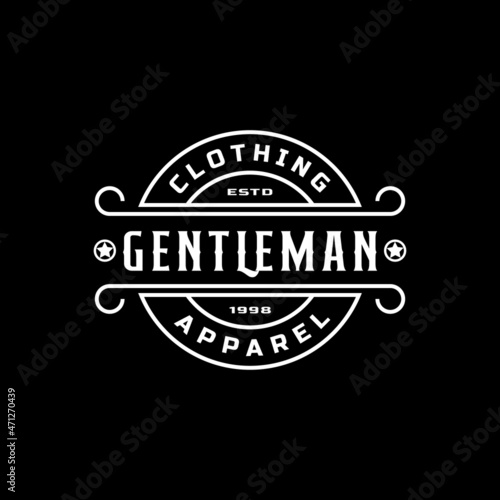 Creative Classic Vintage Retro Label Badge for Gentleman Cloth Apparel Logo Design Inspiration
