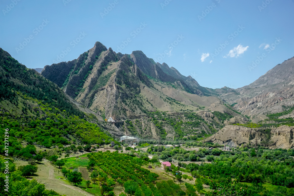 Beautiful mountain landscapes in the Gunib district in Dagestan