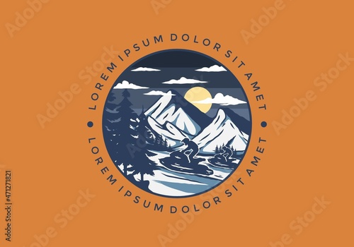 Snow jet ski illustration graphic