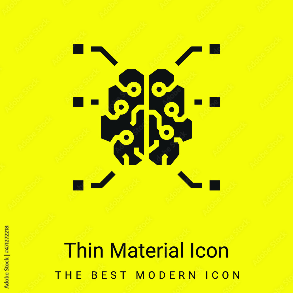 Fototapeta premium Brain minimal bright yellow material icon