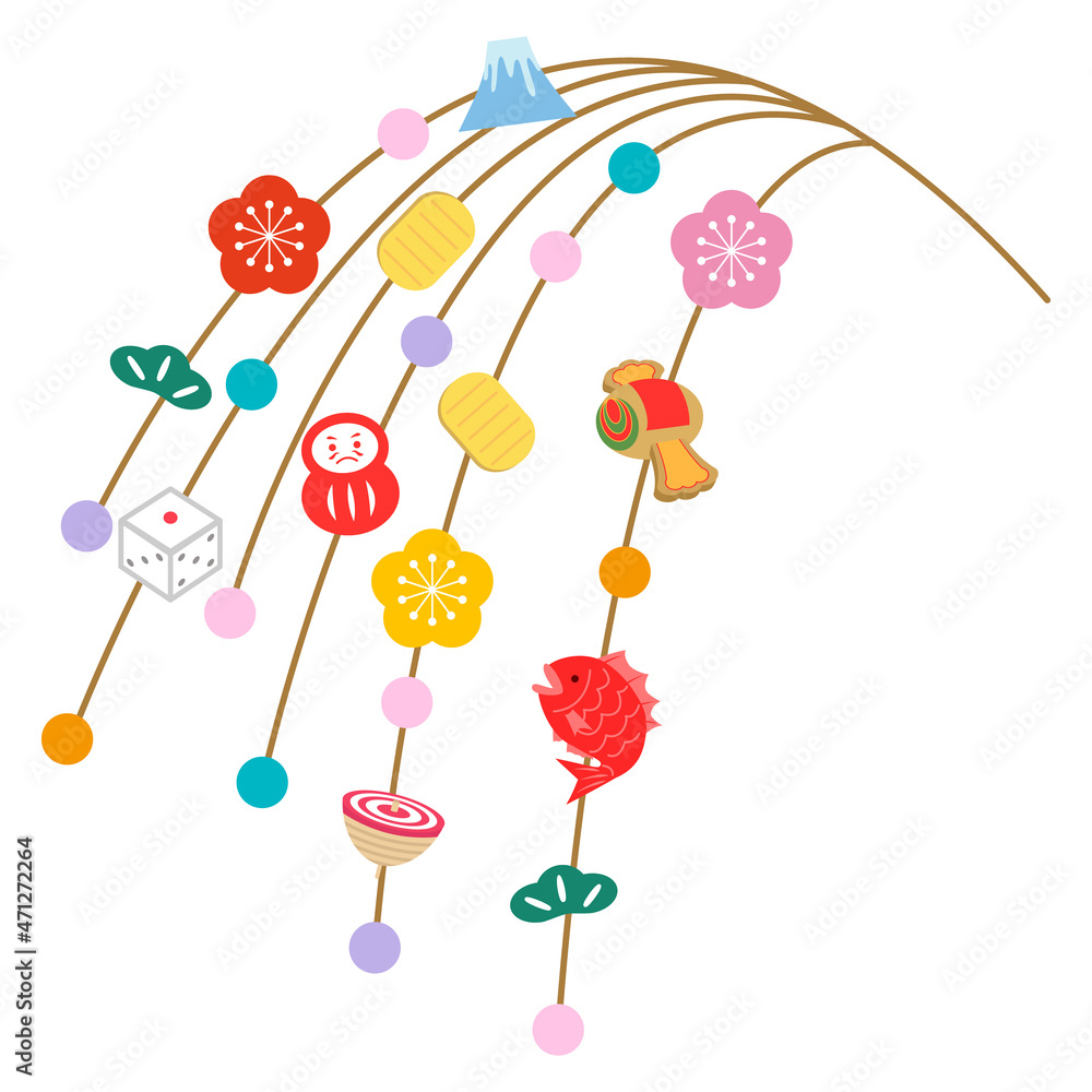 まゆ玉飾りのイラスト Stock Vector Adobe Stock
