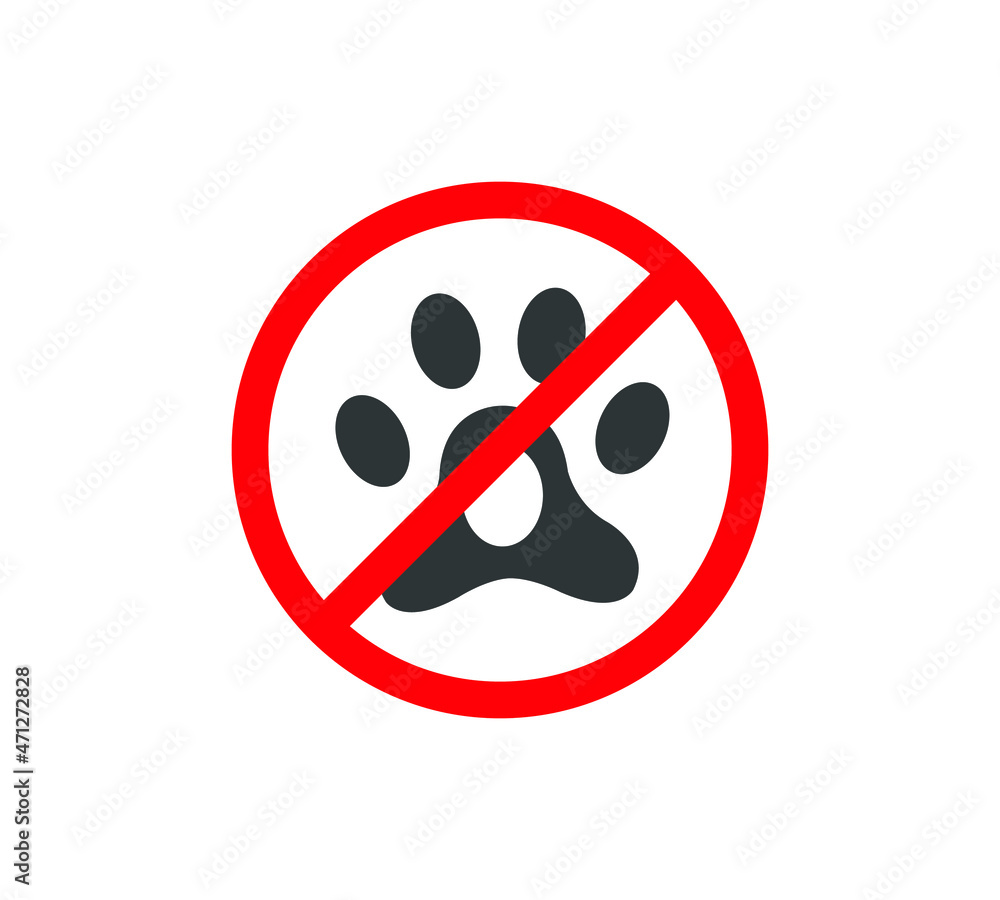 Dog prohibition sign. No pet allowed sign, vector illustration. Dog prohibition sign. No pet allowed sign, vector illustration.