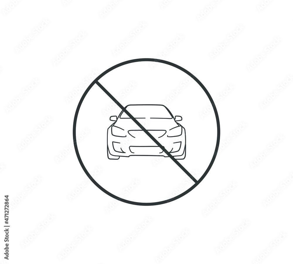 Circle Prohibited Sign For No Car. No Parking Sign. Vector illustration Circle Prohibited Sign For No Car. No Parking Sign. Vector illustration
