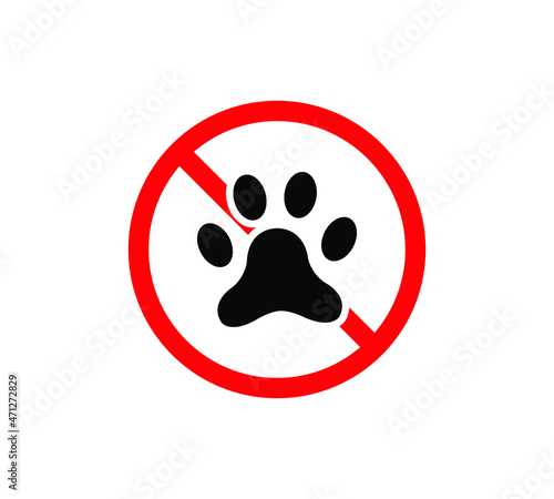 Dog prohibition sign. No pet allowed sign, vector illustration.