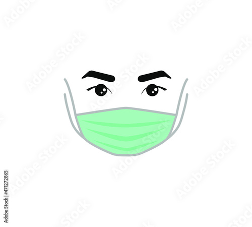 People in protective medical face masks. Protection from virus, Covid-19, pm2.5, smog. Vector illustration.