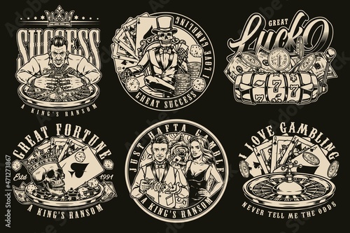 Gambling vintage monochrome designs