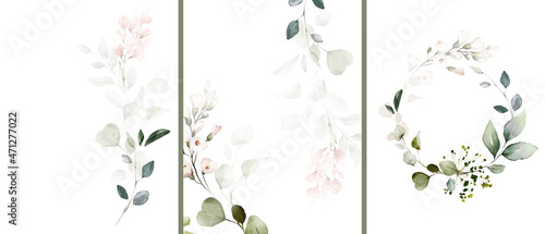 Fotografia Herbal Watercolor invitation design with leaves