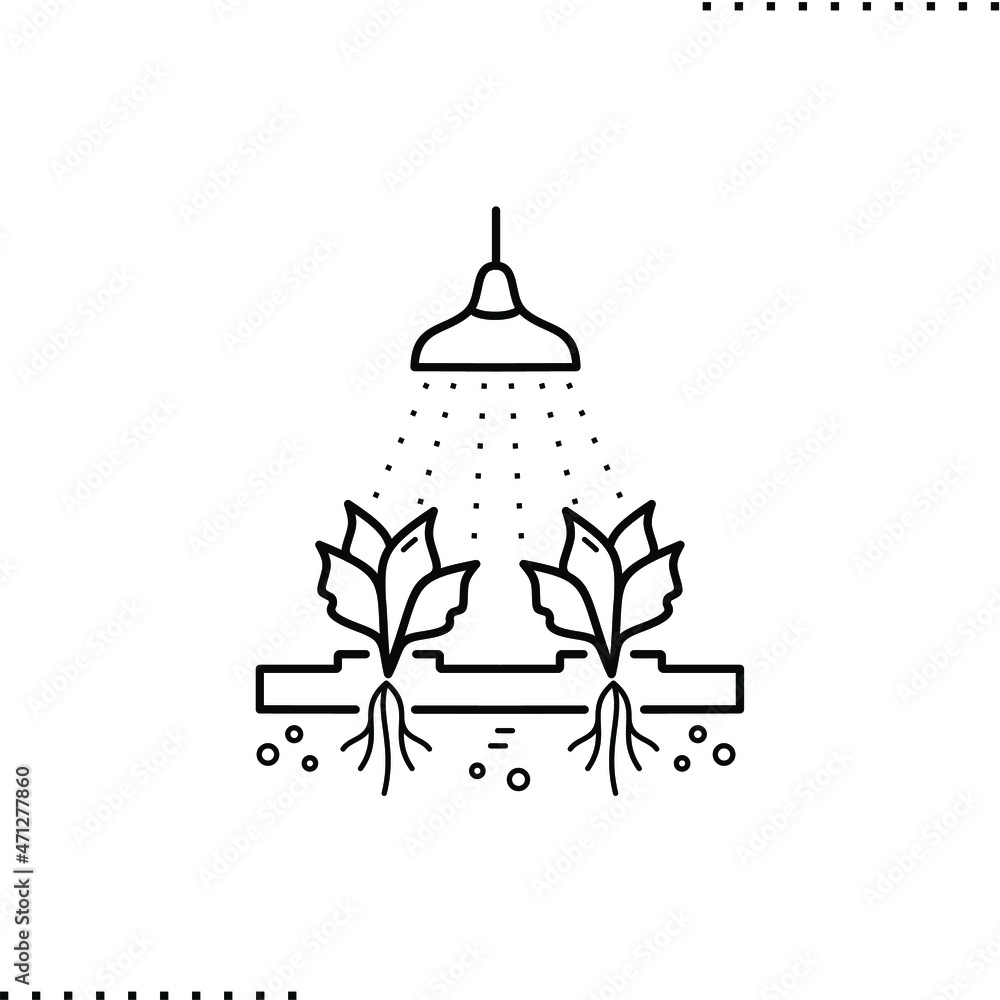 hydroponics farming, aquaponics, black vector small graphic isolated on