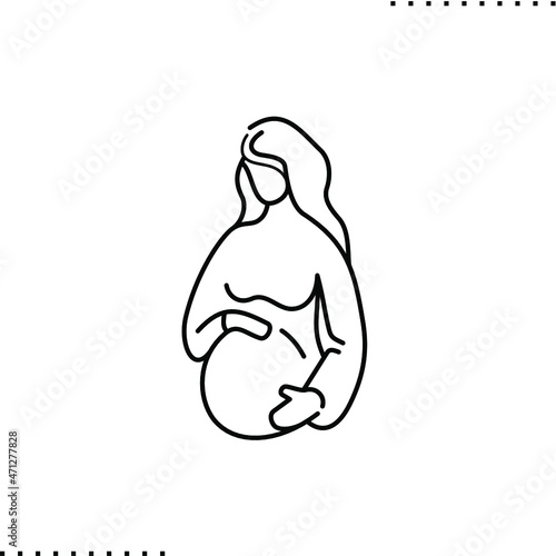 pregnant woman, an expectant mother  black vector small graphic isolated on white