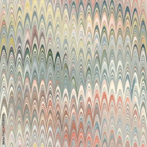 Seamless combed Turkish ebru marble effect surface pattern design for print. High quality illustration. Luxurious ancient art form. Wavy liquid fluid marbled book paper antique graphic design.