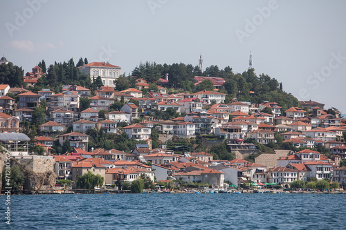 Small houses on the coast of the Lake Ohrid