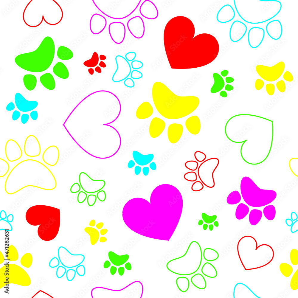 Colorful Paw Prints Clip Art