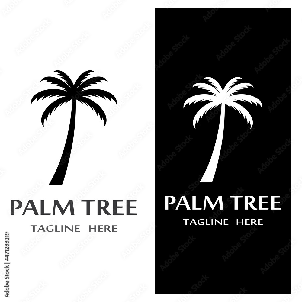Obraz premium Palm tree summer logo template