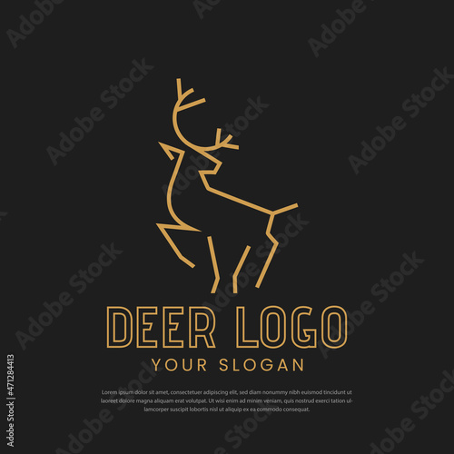 Deer line Logo Design Template.symbol.deer vector icon