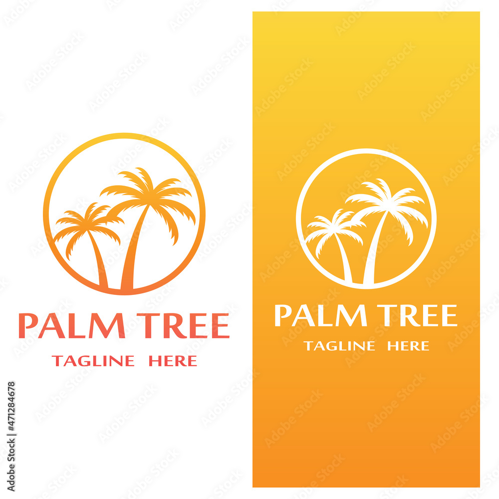 Obraz premium Palm tree summer logo template