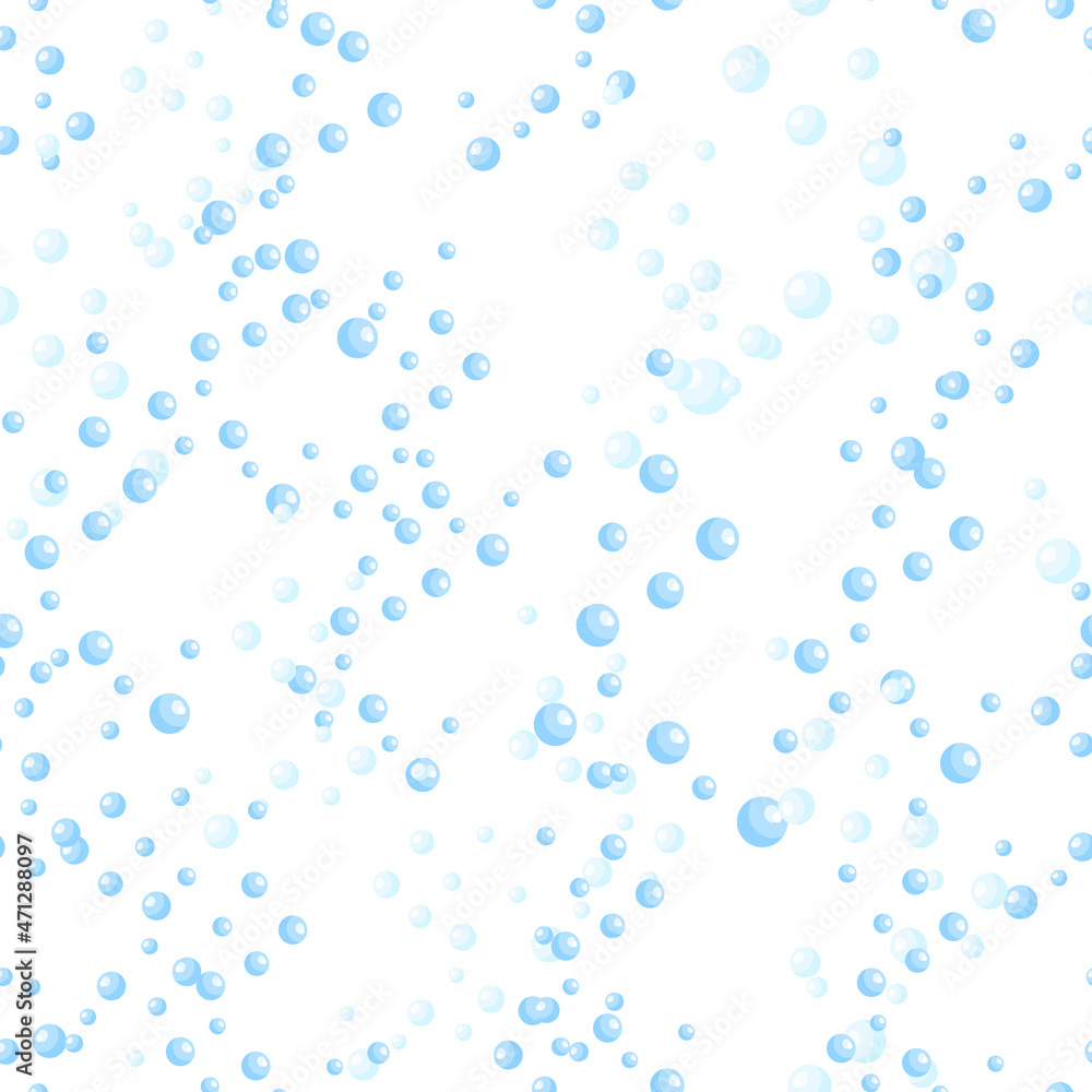 Seamless pattern bubbles isolated on white background. Flat texture of soap for any purpose.