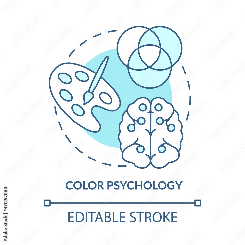 Color theory concept icon. Buying behavior affecting design. Consumer visual attraction abstract idea thin line illustration. Vector isolated outline color drawing. Editable stroke