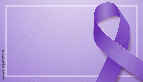 Alzheimer's disease awareness month concept. Banner template with purple ribbon.  Vector illustration.