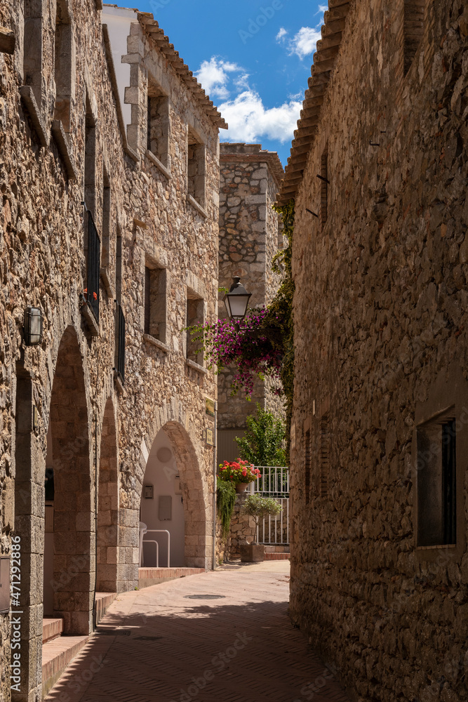 medieval town on the costa brava one summer day