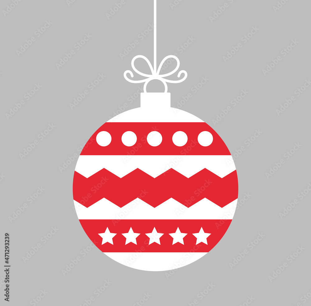 Christmas ball hanging red ornament with white pattern. Christmas ball hanging red ornament with white pattern.