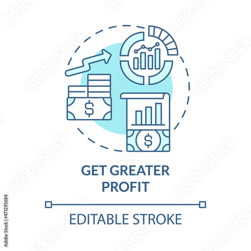 Get greater profit blue concept icon. Importance of business expansion abstract idea thin line illustration. Increase turnover of company. Vector isolated outline color drawing. Editable stroke