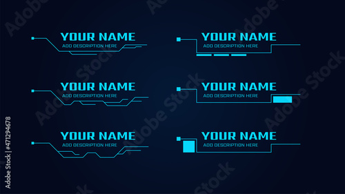 Digital callouts titles. Set of HUD futuristic sci fi frame template. Layout element for web, brochure Modern banners of lower third for presentation isolated on white. vector illustration