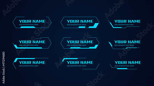 Set of Sci Fi Modern User Interface Elements. Futuristic Abstract HUD. Good for game UI. Lower third line vector element.