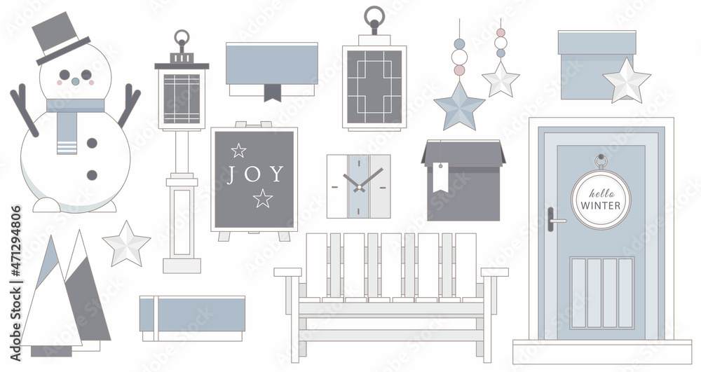 Scandinavian Christmas Home Decor. Icon Collection Scandinavian Christmas Home Decor. Icon Collection